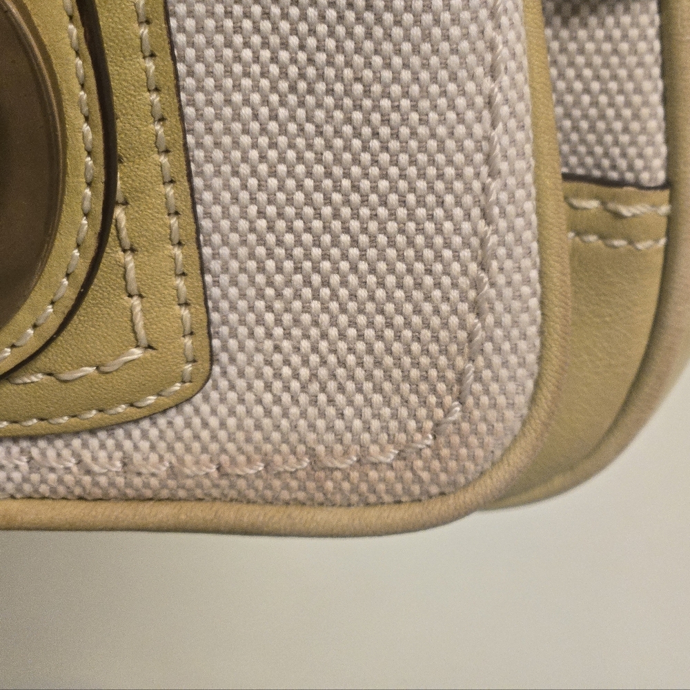 Coach Double turn lock satchel Y2K Yellowish green leather trim - Picture 3 of 16